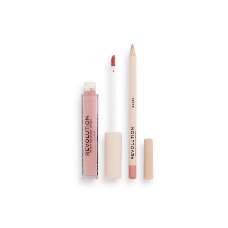 Revolution Lip Contour Kit Ultra Matte Finish Liquid Lipstick & Lip Liner Queen