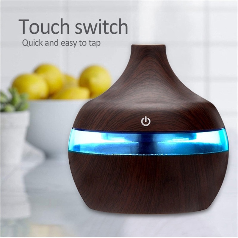 Ultrasonic USB Mini Wood Grain Mist Maker Light Brown