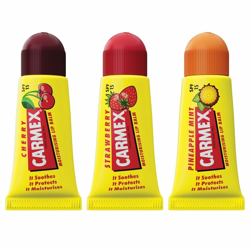 Moisturising Lip Balm Carmex Triplo Transparent Spf 15 Strawberry Pineapple Cherry 3 Pieces (3 Units)