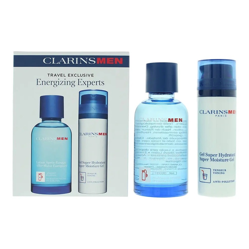 Clarins Men Energizing Experts Gift Set: Aftershave Energizer 100ml + Super Moisture Gel 50ml