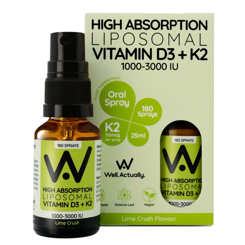 Vitamin D3 (2000 IU) + K2 (100g) – Liposomal Spray – Lime Crush Flavour Spray 25ml