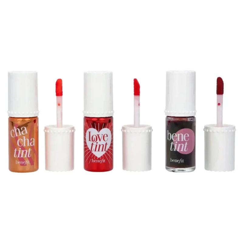 BENEFIT TINT SET: CHACHATINT CHEEK & LIP STAIN ORANGE 6ML + RED 6ML +  FIERY RED 6ML