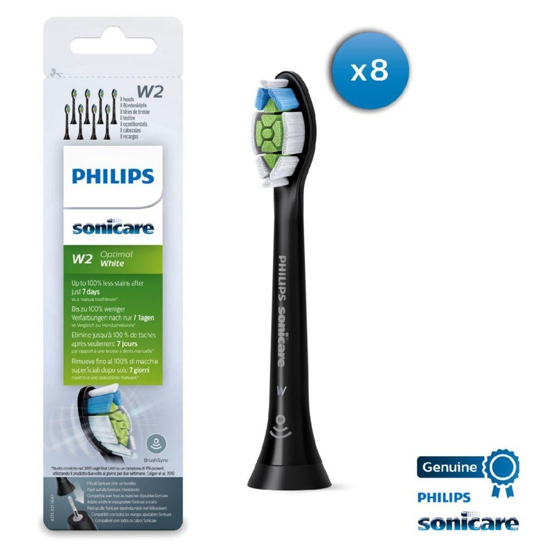 Sonicare Optimal White Brushsync-Enabled Replacement Heads Black (8 Pack) Hx6068/13