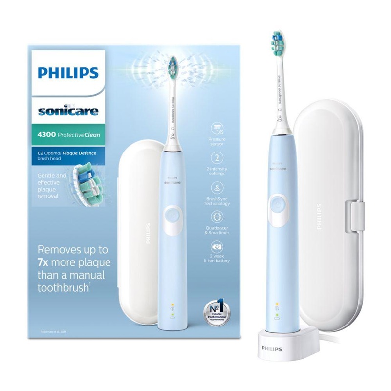 Sonicare Protectiveclean 4300 Blue Electric Toothbrush & Toothbrush Head Hx6803/03