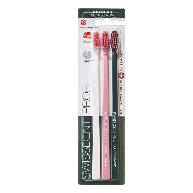 Toothbrush Trio Colours Arosa – Light Rose/Rose/Dark Green 3 pack