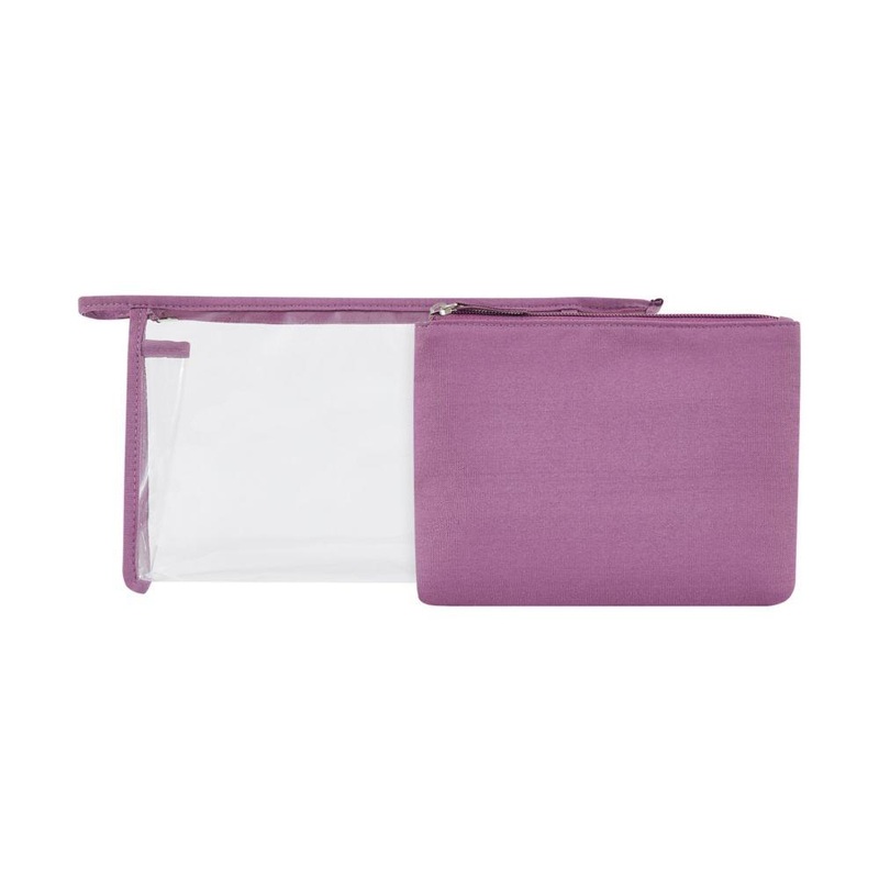 Duo Pink Washbag Set  Clear & Fabric