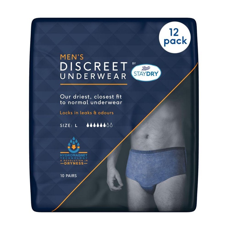 Staydry Men’S Discreet Pants Large – 120 Pairs (12 Pack Bundle)