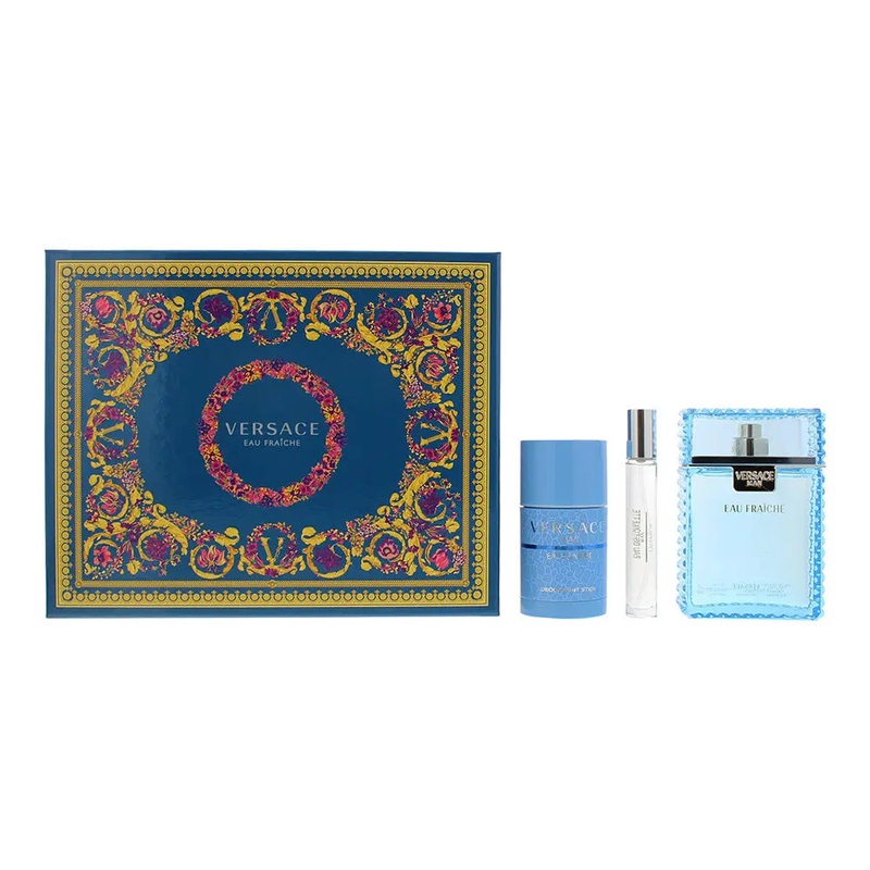 Versace Man Eau Fraiche 3 Piece Gift Set: Eau de Toilette 100ml – Deodorant Stic