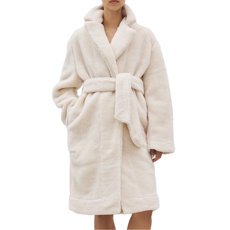 Merino Knit Fleece Bath Robe – Unisex – Ivory Tusk –  XS/S