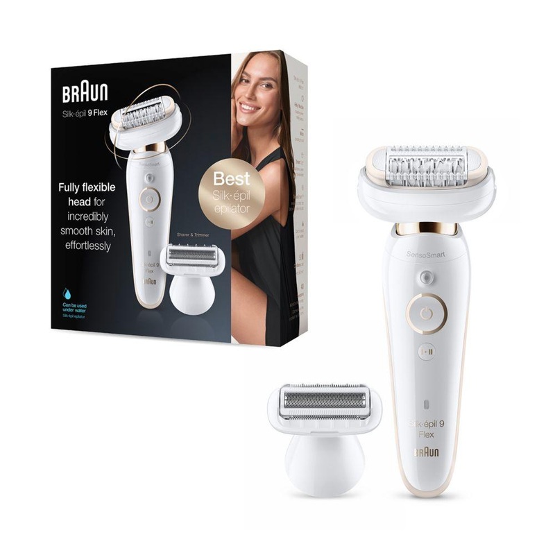 Silk-pil 9 Flex 9-002 – Epilator With Flexible Head For Easier Hair Removal, White/Gold