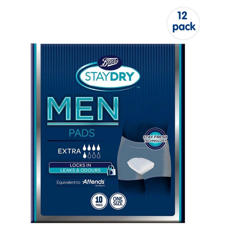 Staydry Men Extra Pads – 120 Pads (12 Pack Bundle)