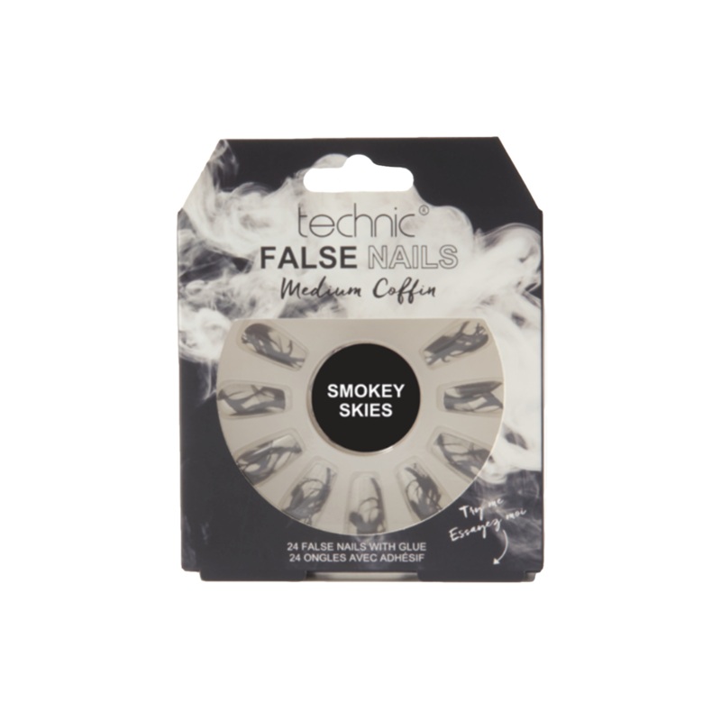 Technic Medium Coffin False Nails Smokey