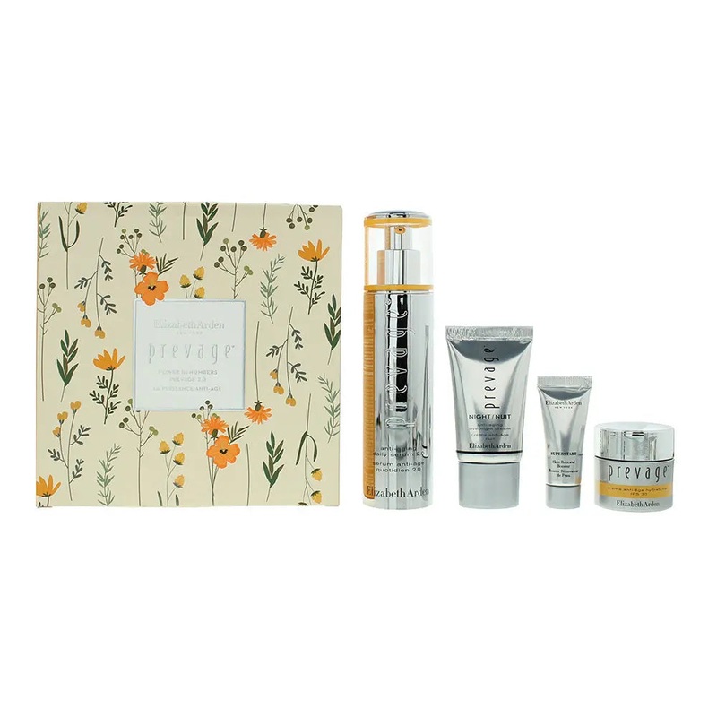 Elizabeth Arden 4 Piece Gift Set: Prevage Daily Serum 2.0 50ml – Prevage SPF 30 Moisture Cream 15ml – Prevage Anti-Aging Overnight Cream 15ml – Supers