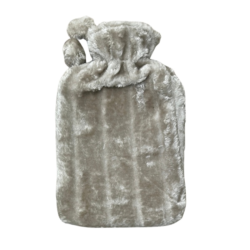 Life Hot Water Bottle + Fur Cover With Pom-Poms