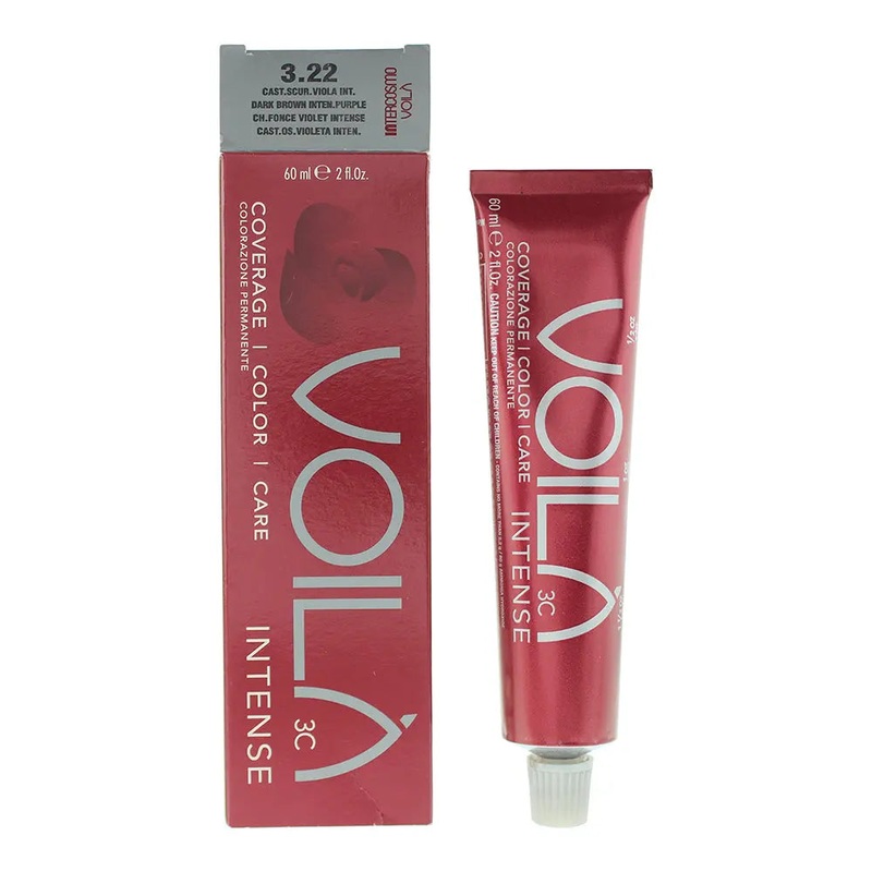 Intercosmo Voil 3C Intense 3.22 Dark Brown Intense Purple Hair Colour 60ml
