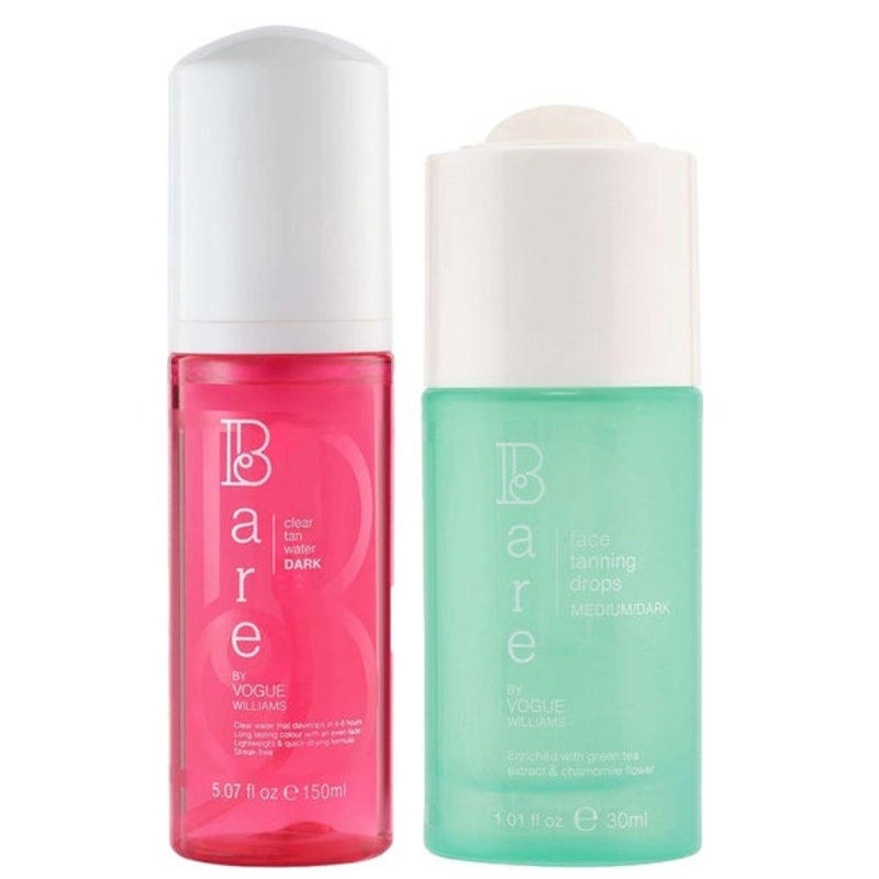 Bare by Vogue Bundles Duo: Body Clear Tan Water Dark 150ml & Face Tanning Drops Medium/Dark 30ml
