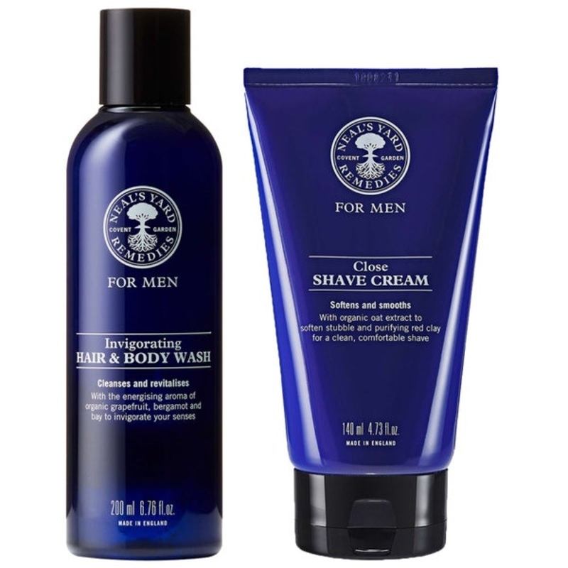Neal’s Yard Remedies Duo: Invigorating Hair & Body Wash 200ml & Close Shave Cream 140ml