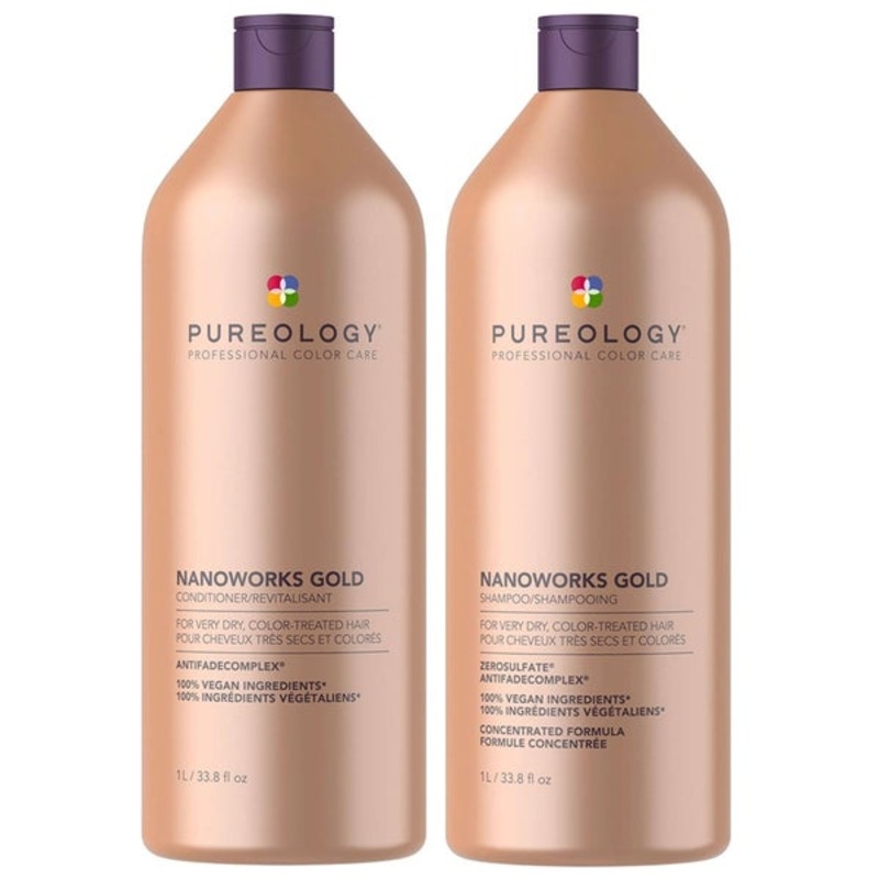 Pureology Bundles Duo: Nanoworks Gold Shampoo 1000ml and Conditioner 1000ml For Very Dry, Colour Treated Hair