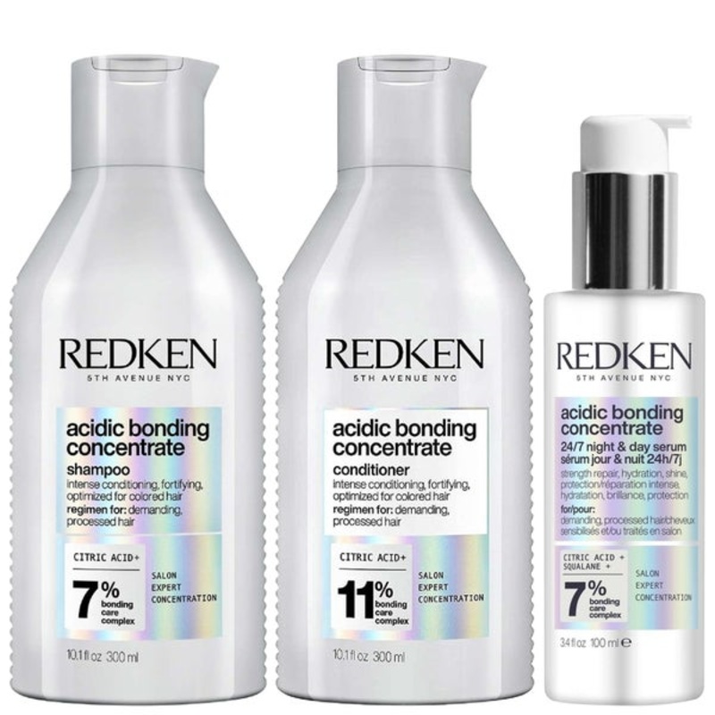 Redken Bundles Trio: Concentrate Shampoo 300ml, Conditioner 300ml & Concentrate 24/7 Night & Day Serum 100ml