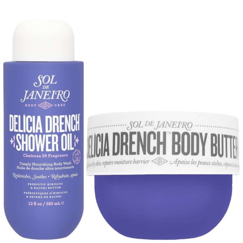Sol De Janeiro Duo: Cheirosa Delcia Drench Shower Oil 385ml & Delicia Drench Body Butter 240ml