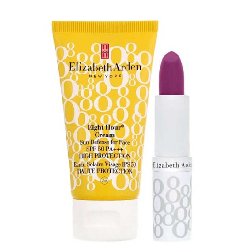 Elizabeth Arden Bundles Duo: Eight Hour Lip Protectant SPF15 04 Plum 3.7g and Face Cream SPF50 50ml