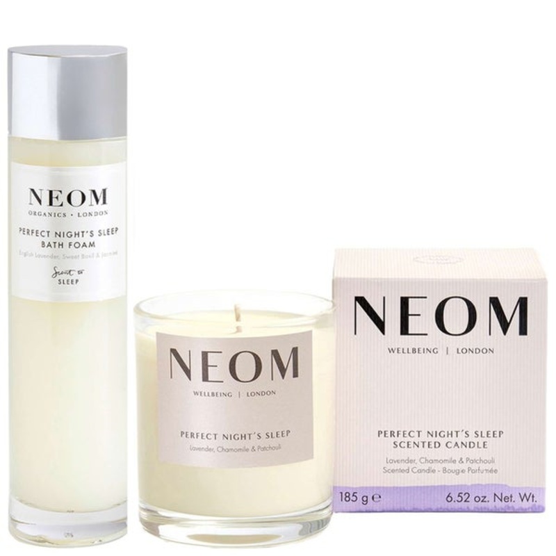 Neom Wellbeing London Bundles Duo: Perfect Night’s Sleep Foam & 1 Wick Candle