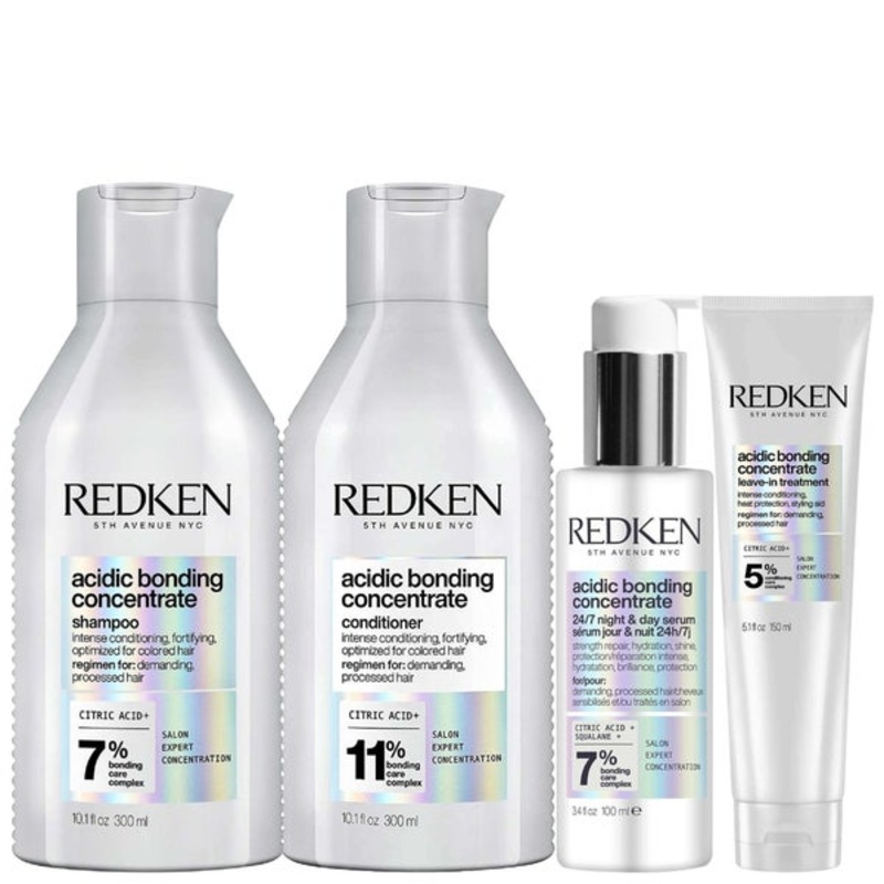 Redken Set: Concentrate Shampoo 300ml, Conditioner 300ml, Leave-in Treatment 150ml and 24/7 Night & Day Serum 100ml