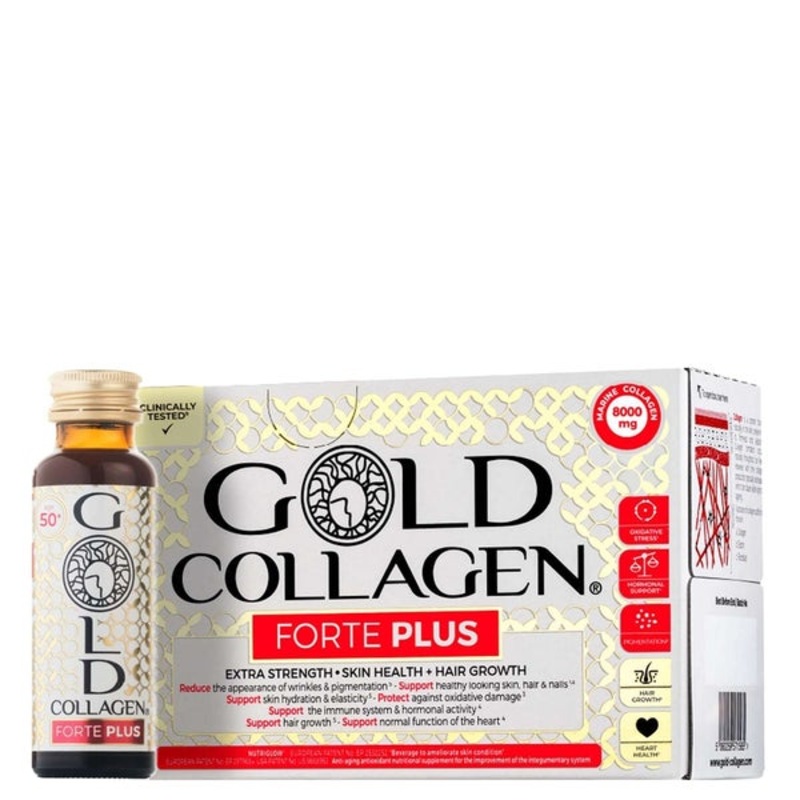 Gold Collagen Forte Plus Extra Strength, Skin Health & Hair Growth Liquid Supplement For 50+ 10 x 50ml