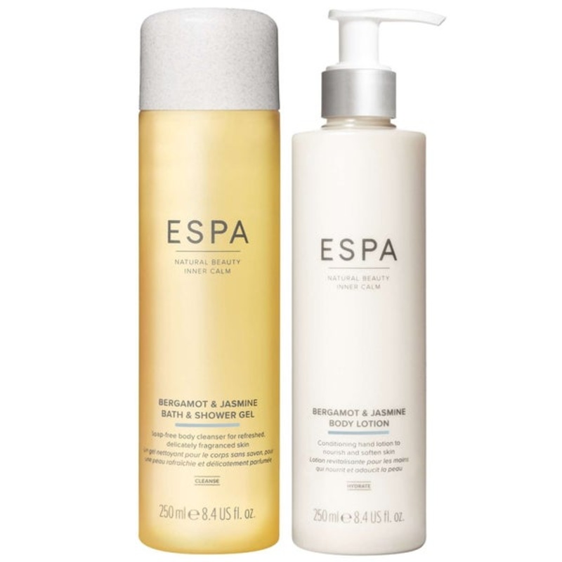 ESPA Bundles Duo: Bergamot & Jasmine Bath & Shower Gel 250ml & Body Lotion 250ml