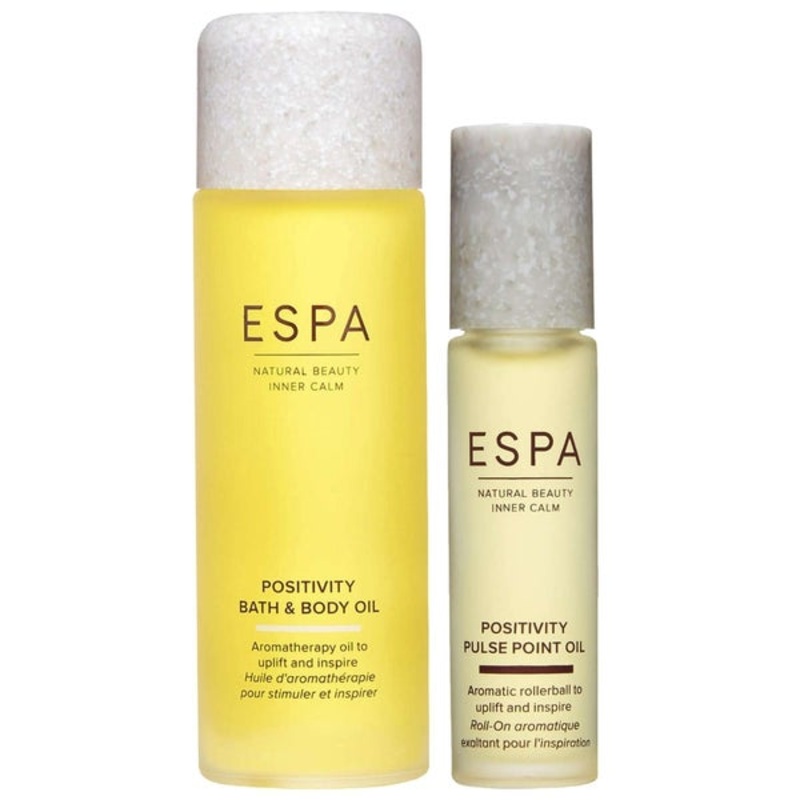 ESPA Bundles Duo: Positivity Bath & Body Oil 100ml & Pulse Point Oils Positivity 9ml