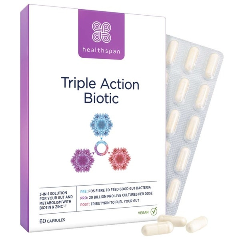 Healthspan Vitamins & Supplements Triple Action Biotic Capsules x 60