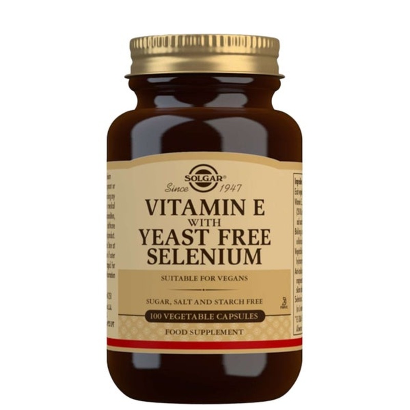 Solgar Vitamins Vitamin E with Yeast Free Selenium Vegetable Capsules x 100