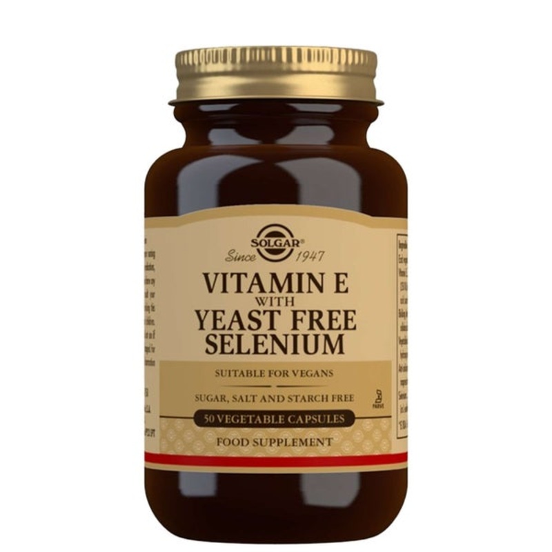 Solgar Vitamins Vitamin E with Yeast Free Selenium Vegetable Capsules x 50