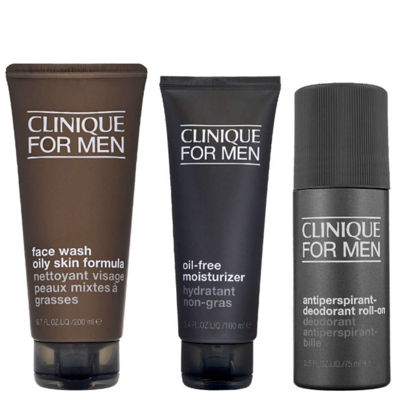 Clinique Trio: Mens Face Wash 200ml / 6.7 fl.oz., Oil-Free Moisturizer 100ml / 3.4 fl.oz. & Deodorant 75ml / 2.5 fl.oz
