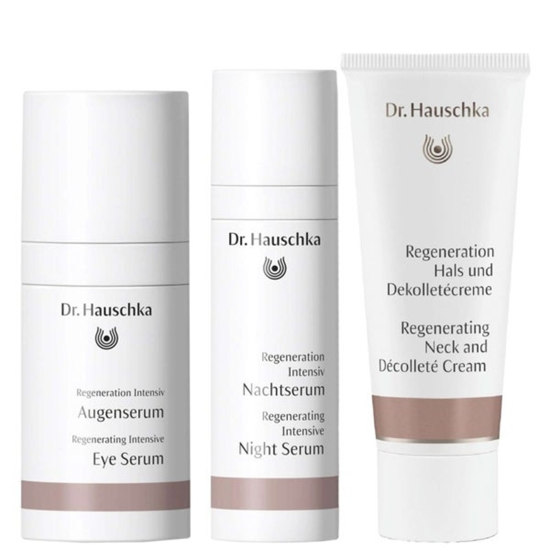 Dr. Hauschka Trio: Regenerating Intensive Eye Serum 15ml, Intensive Night Serum 30ml & Neck and Decollette Cream 40ml