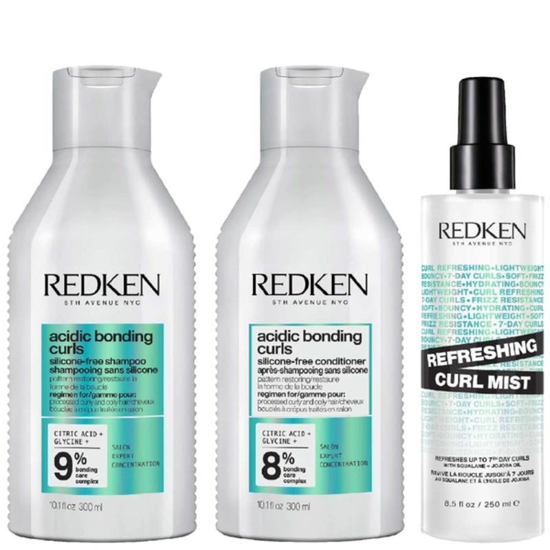 Redken Trio: Acidic Bonding Concentrate Curls Shampoo 300ml, Conditioner 300ml & Refreshing Curl Mist 250ml