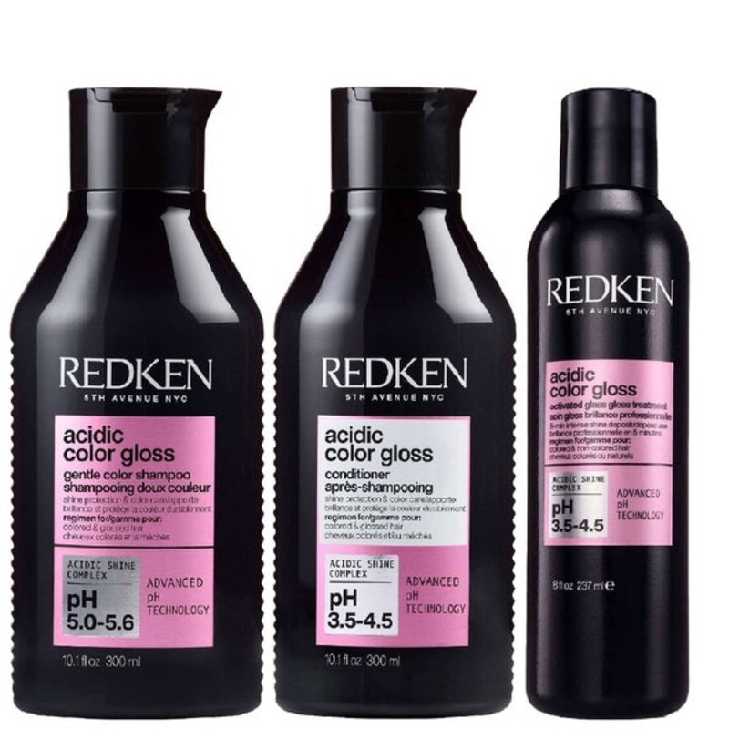 Redken Trio: Acidic Color Gloss Shampoo 300ml, Conditioner 300ml & Glass Gloss Treatment 237ml