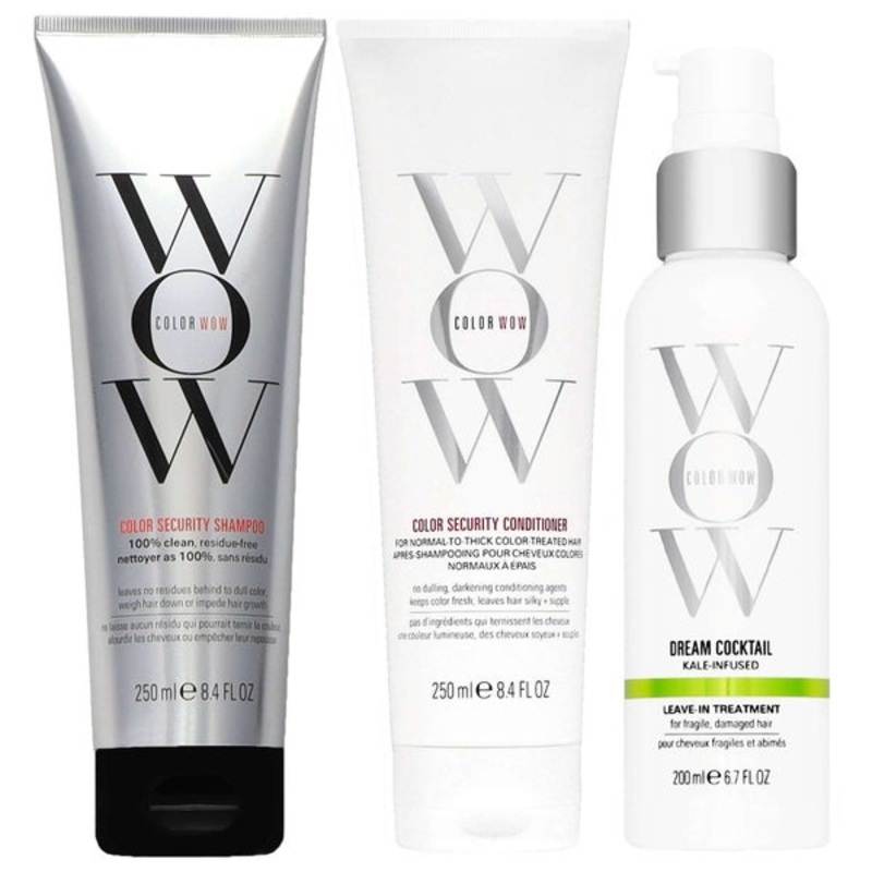 Color Wow Trio: Color Security Shampoo 250ml, Conditioner for Normal to Thick Hair 250ml & Dream Cocktail 200ml