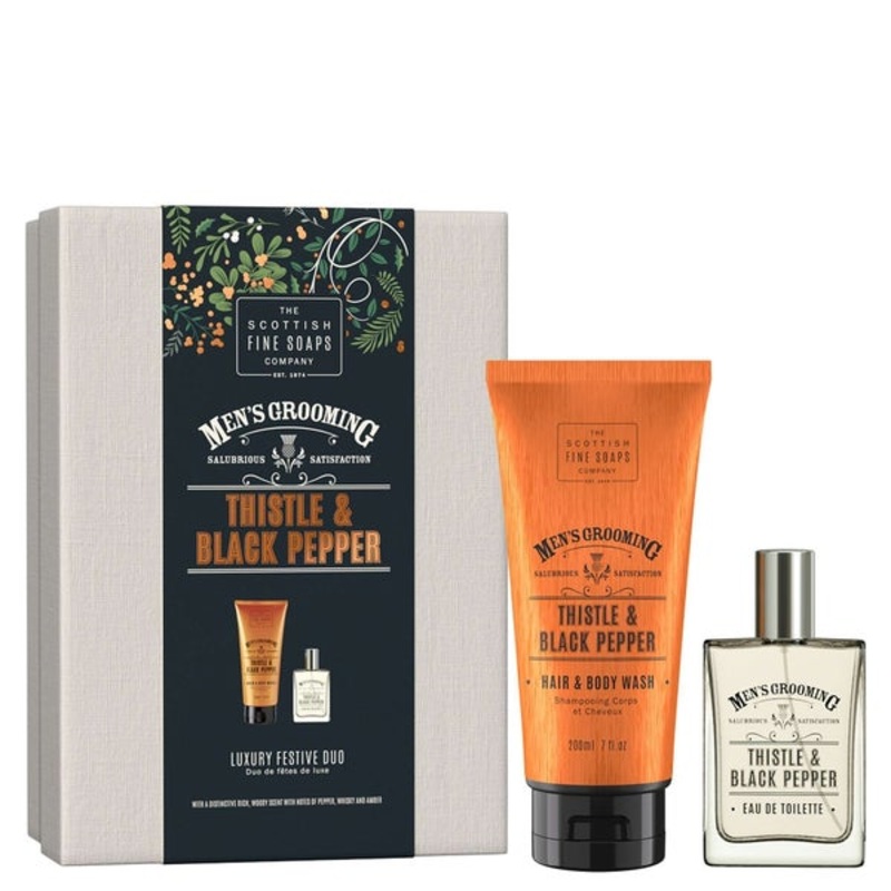 The Scottish Fine Soaps Company Men’s Grooming Luxury Festive Thistle & Black Pepper Duo
