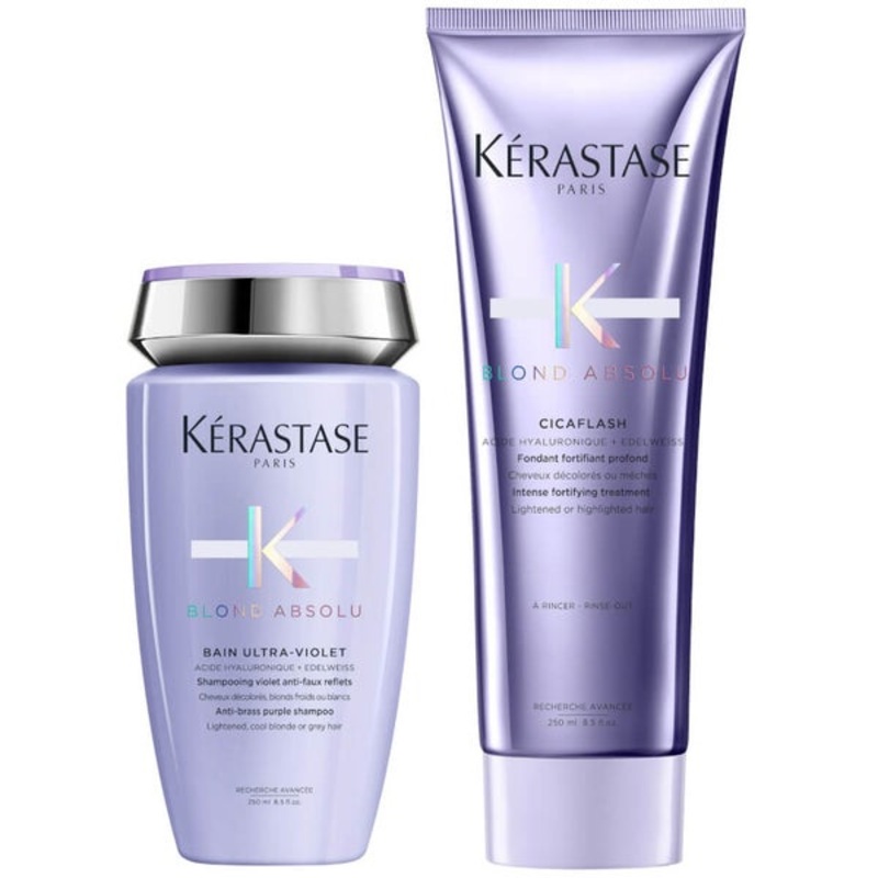 Krastase Blond Absolu Duo Set: Bain Ultra-Violet Shampoo 250ml & Cicaflash Conditioner 250ml