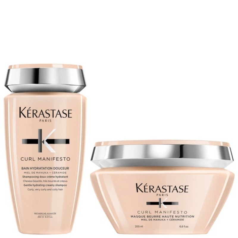 Krastase Curl Manifesto Duo Set: Bain Hydratation Shampoo 250ml & Masque Beurre Haute Nutrition 200ml