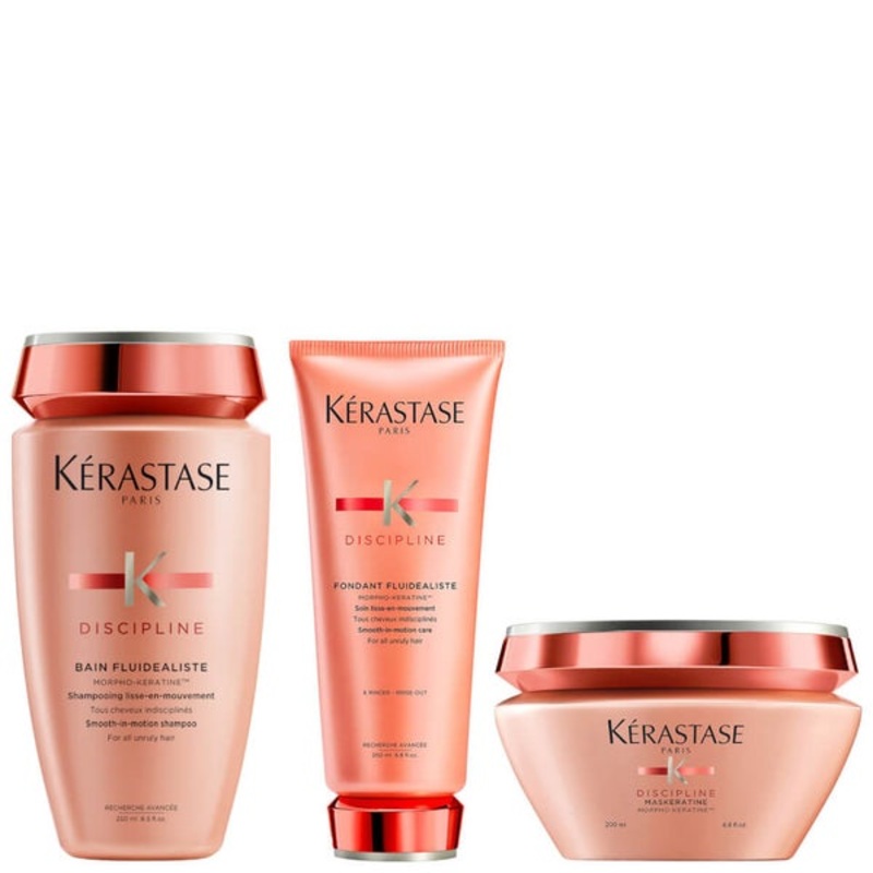 Krastase Discipline Trio Set: Bain Fluidealiste Shampoo 250ml, Fondant Fluidealiste Conditioner 200ml, Maskeratine 200ml