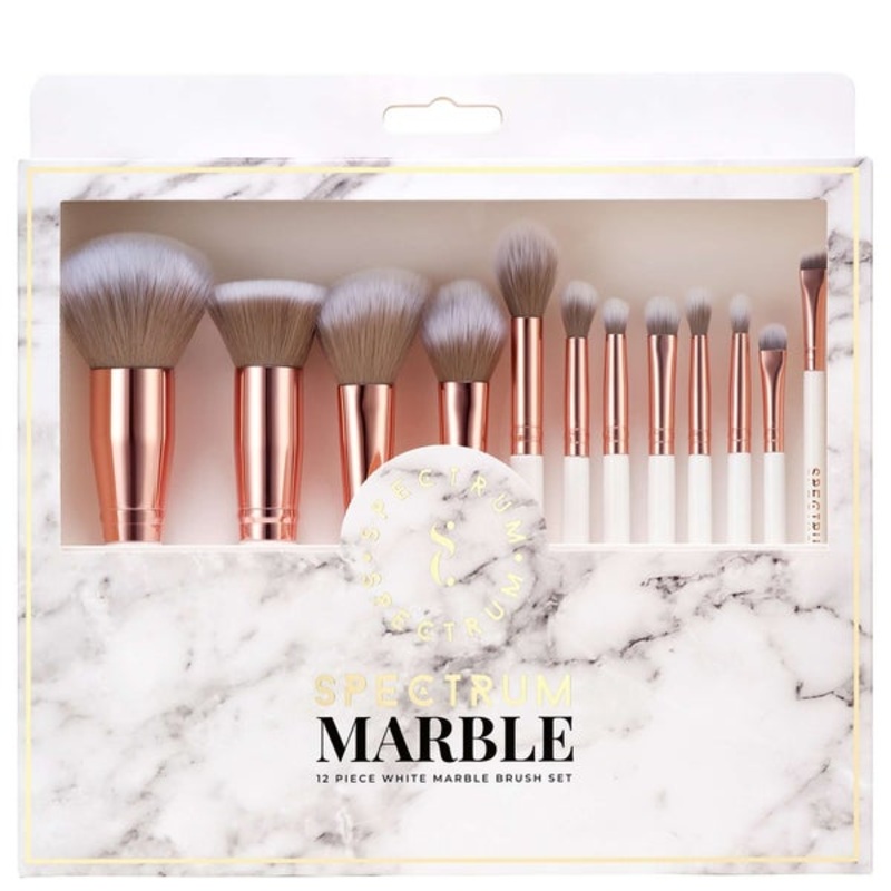 Spectrum Everyday Sets White Marbleous 12 Piece Makeup Brush Set