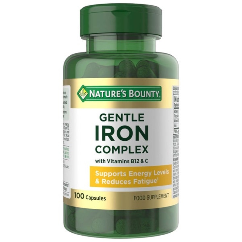 Nature’s Bounty Everyday Energy Gentle Iron Complex with Vitamins B12 & C Capsules x 100