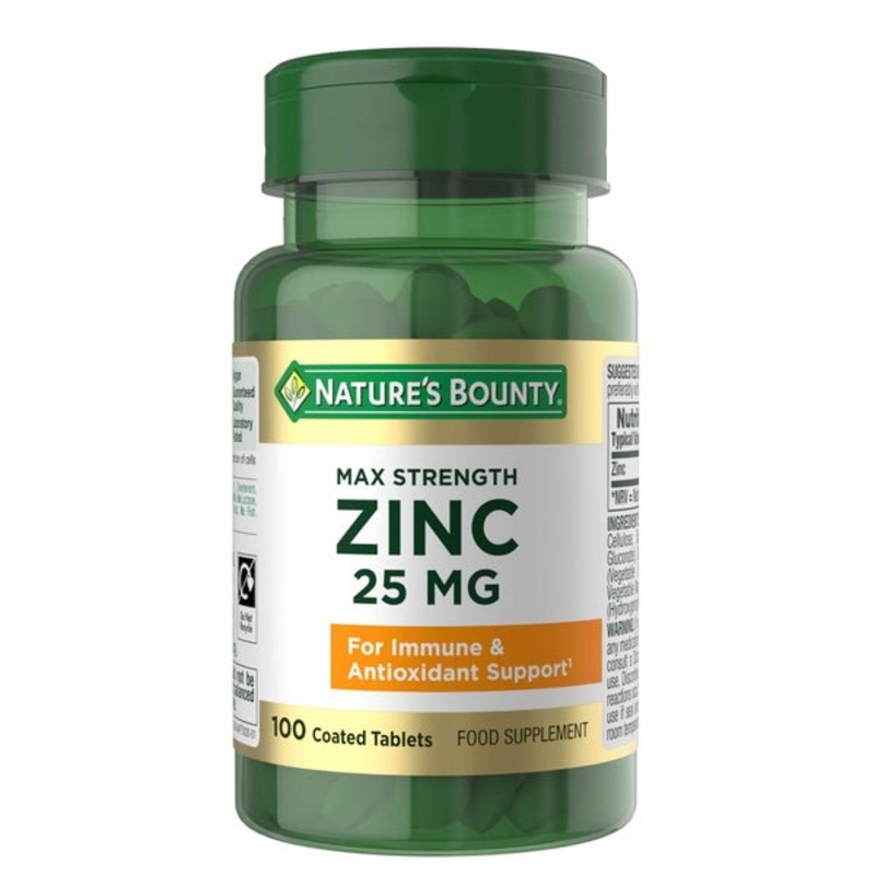 Nature’s Bounty Maximum Strength Zinc 25mg Coated Tablets x 100