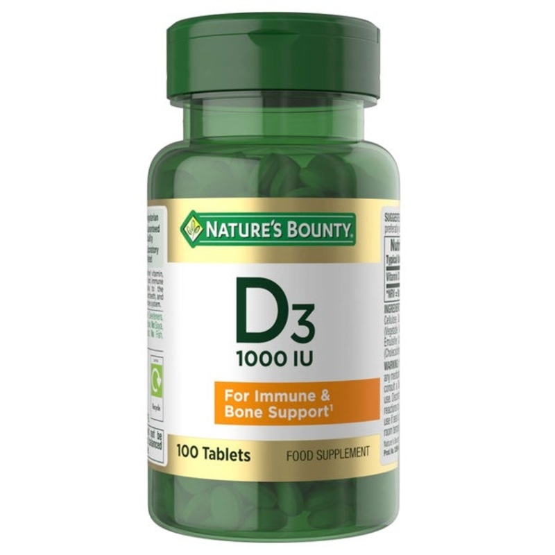 Nature’s Bounty Vitamins Vitamin D3 25 g (1000 IU) Tablets x 100