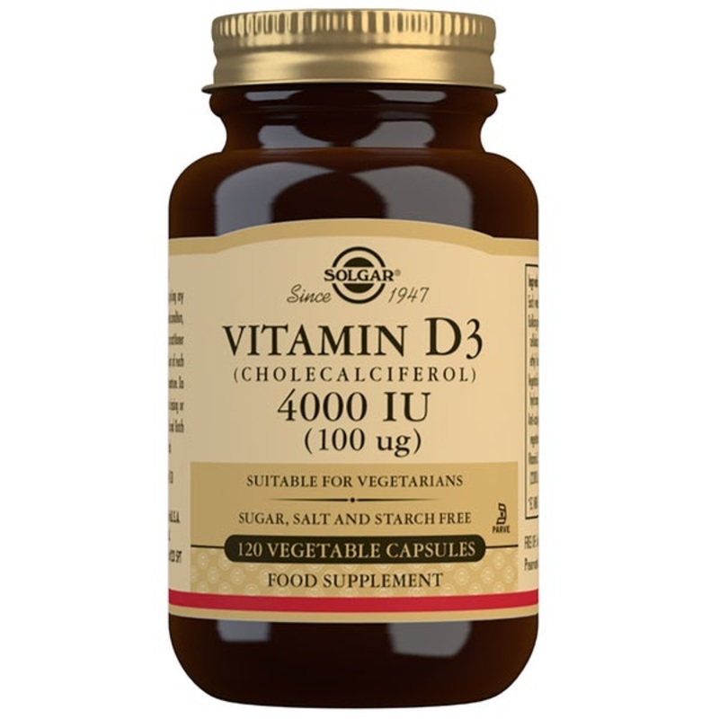 Solgar Vitamins Vitamin D3 (Cholecalciferol) 4000 IU (100g) Vegetable Capsules x 120